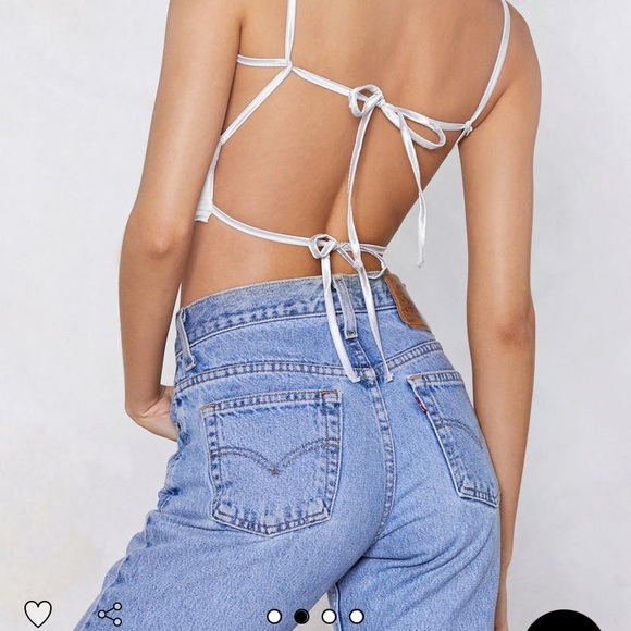 Nasty Gal Backless Strappy Gold Satin Crop Top - Picture 5 of 5